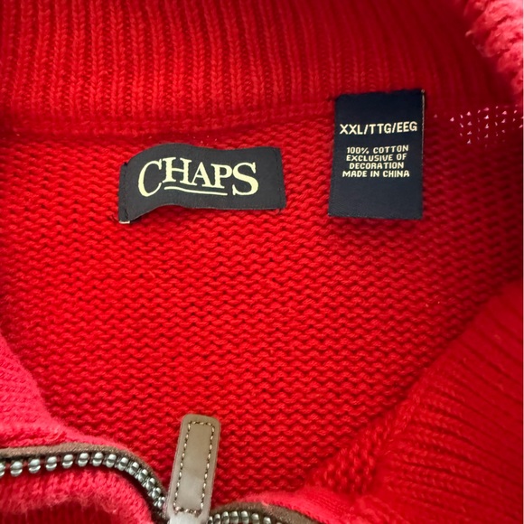 Chaps Men’s Red Quarter-Zip Cotton Sweater Size XXL - Picture 6 of 7